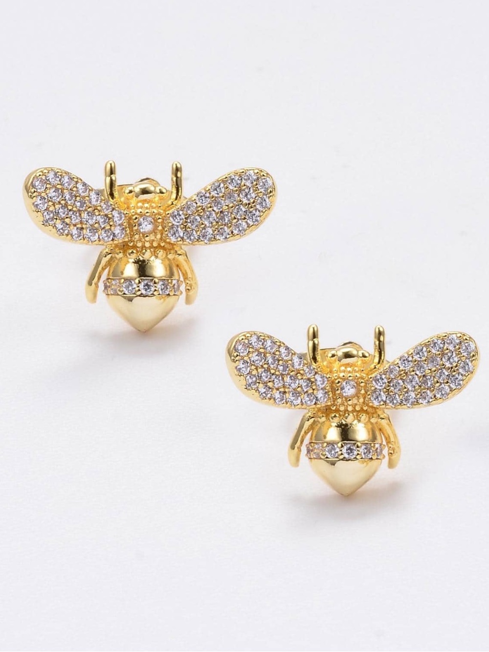 Gold Plated Bee 🐝 Rhinestone Crystal Stud Earrings